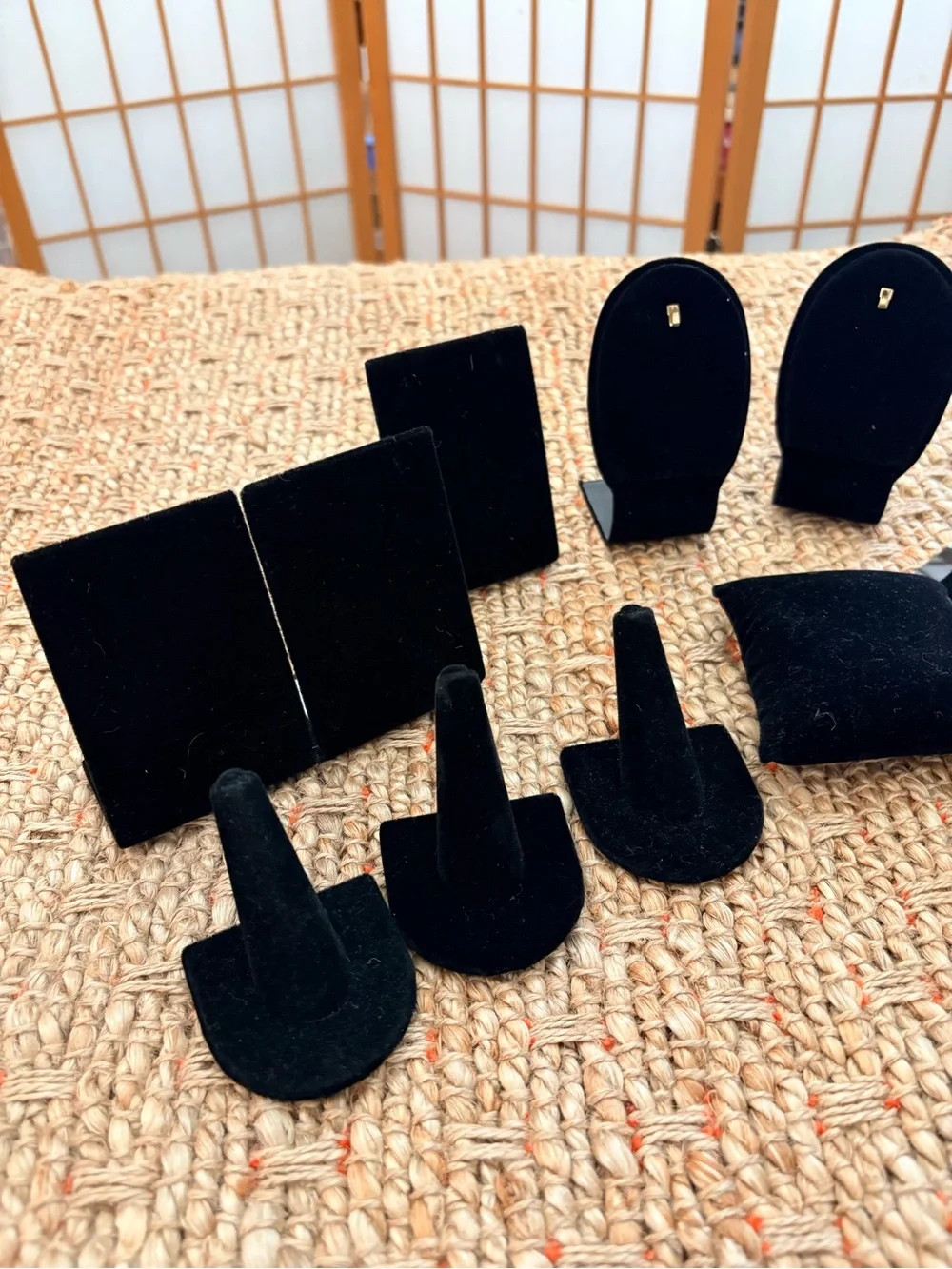 Black Velvet Jewelry Display & Organizer Set - Elegant Home Storage